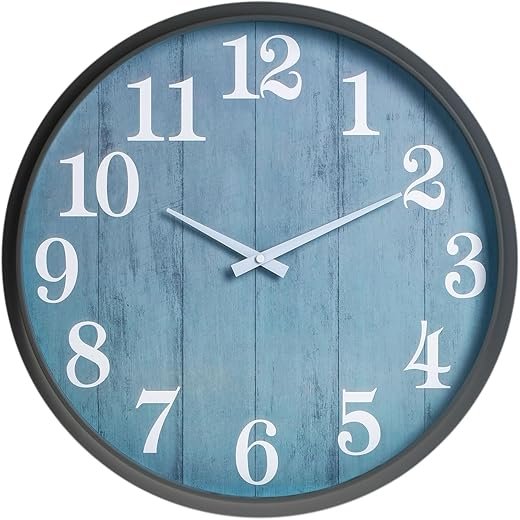 Large Outdoor Indoor Clock, 18 Inch Waterproof Oversized Wall Clock, Silent Movement for Garden Patio Pool Room Office Decorative,Blue Panel Style,Unique Housewarming Gifts
