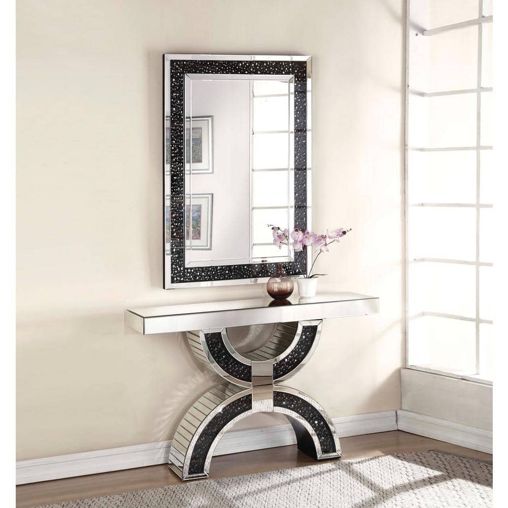 Large Rectangle Mirrored And Faux Gemstones Modern Mirror (47 in. H x...