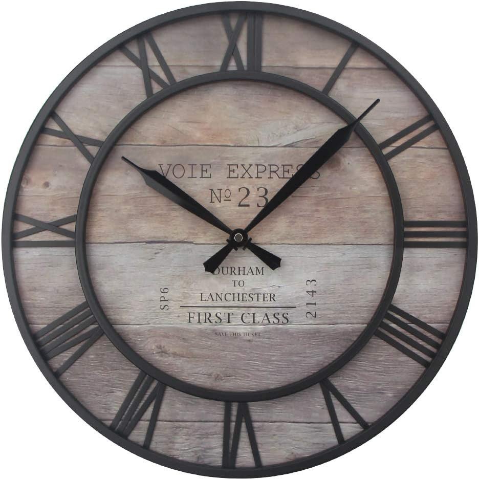 Large Roman Wall Clock, Rustic Vintage Metal Wall Clock Oversized Big Wall Clock
