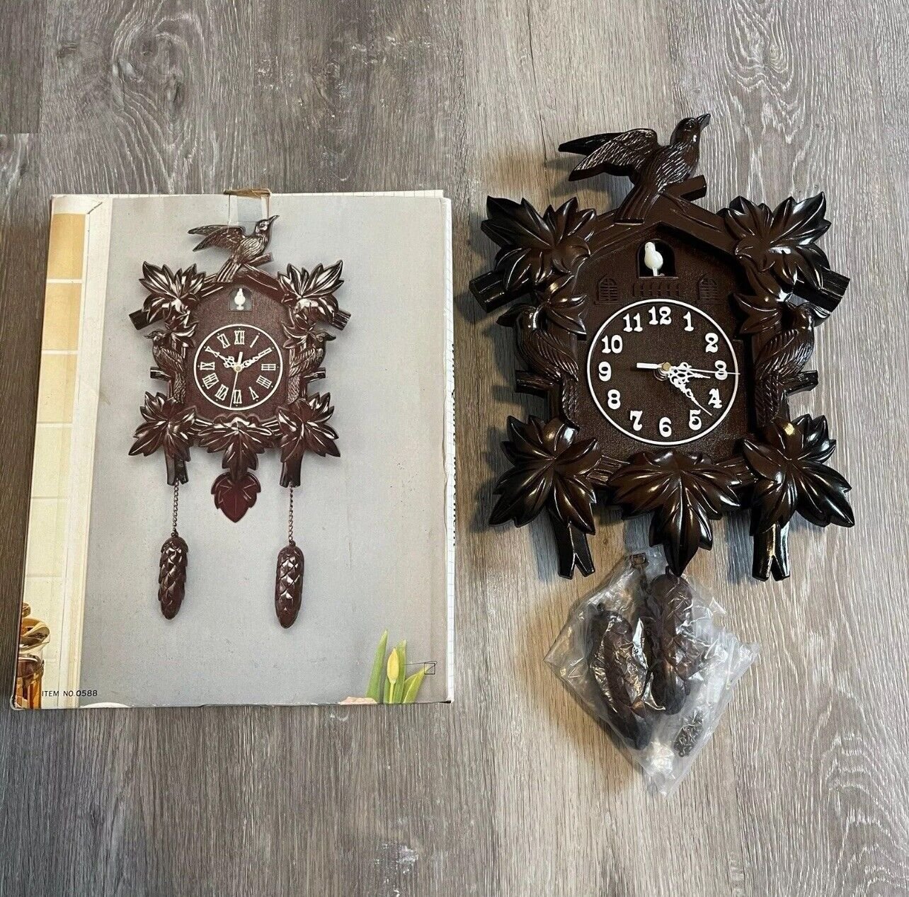Large Vintage Cuckoo Clock Retro 15”x 12”