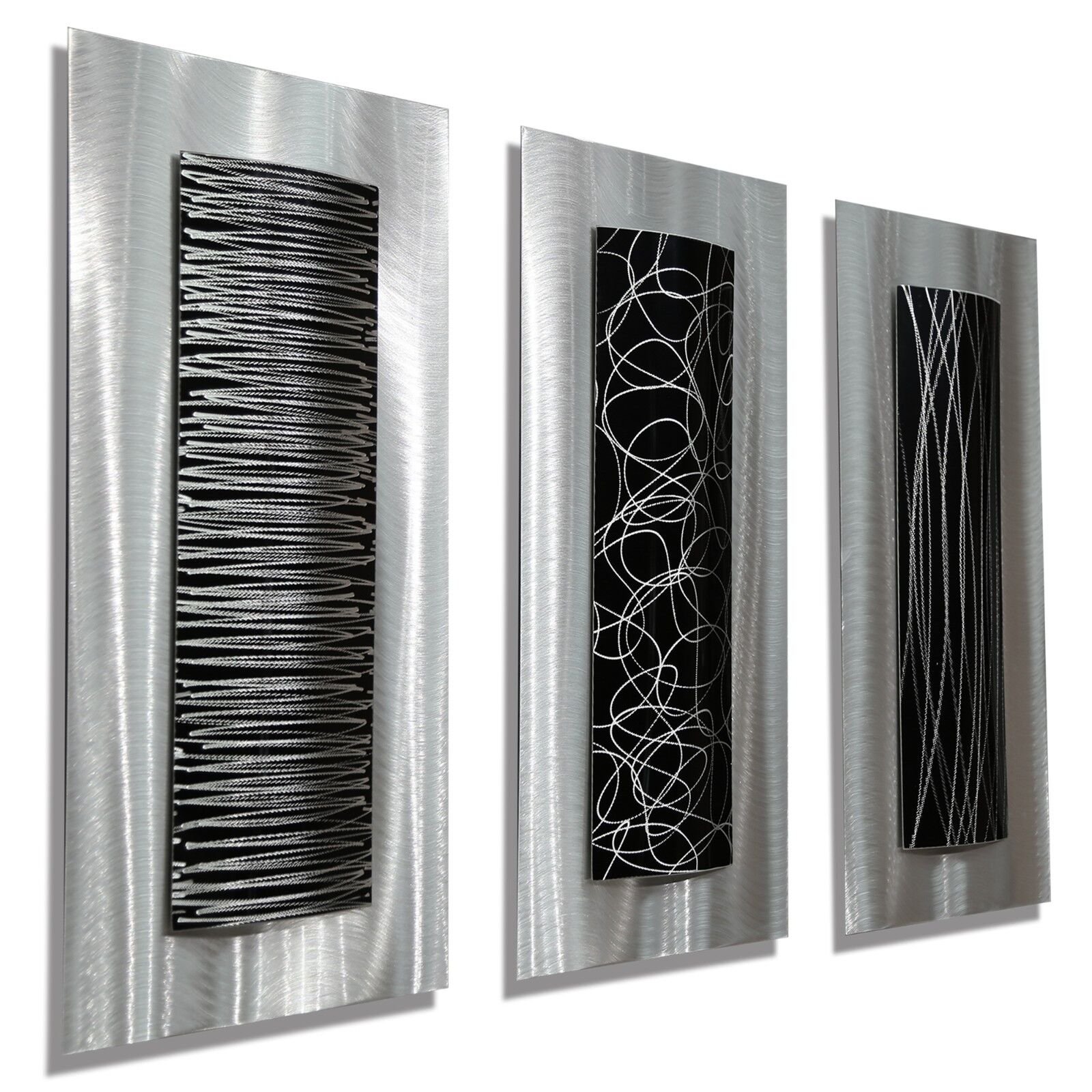 Large Wall Art Handmade Wall Sculpture Black Silver Modern Details Jon Allen