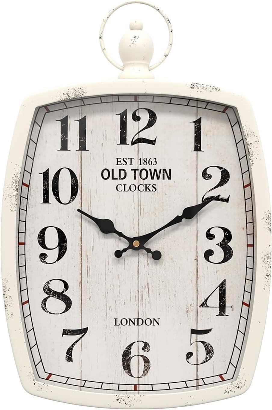 Large wall clock Rectangular Antique design White antique style Battery operated