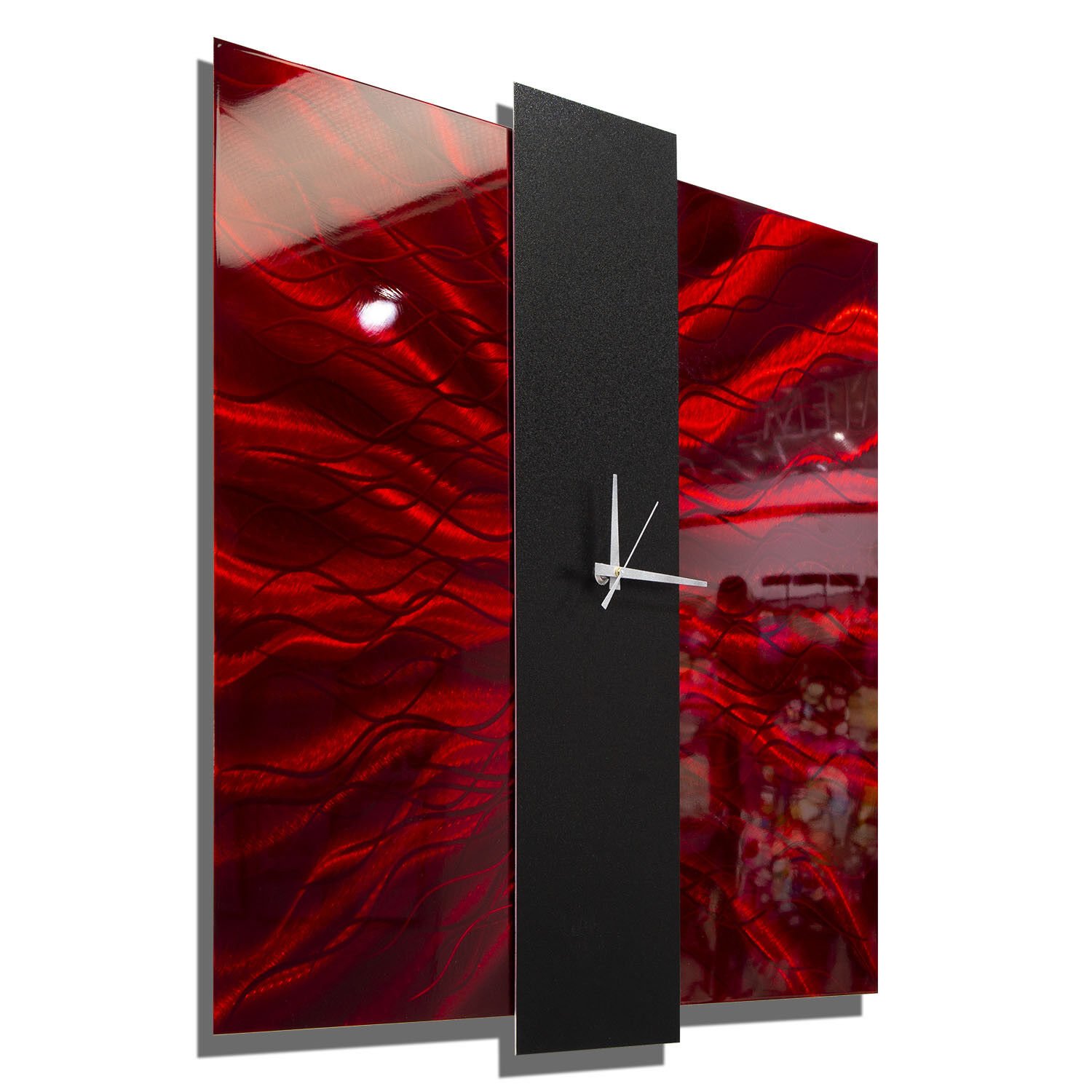 Large Wall Clock Red Black Modern Metal Wall Art Clock for Home Office Jon Allen
