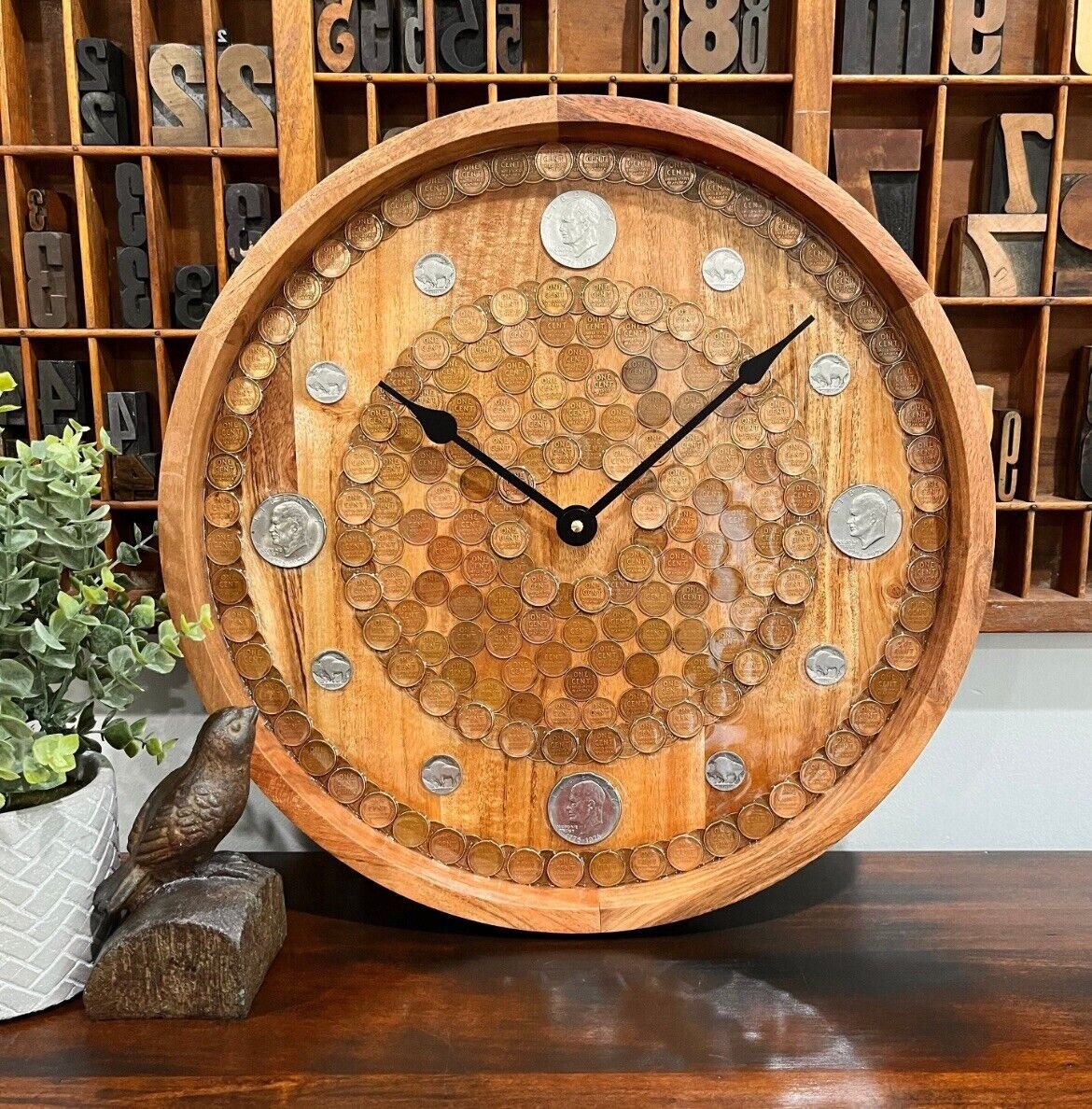 Large wall clock, Unique Wall Clock, Coin Art, Functional Art, Numismatics