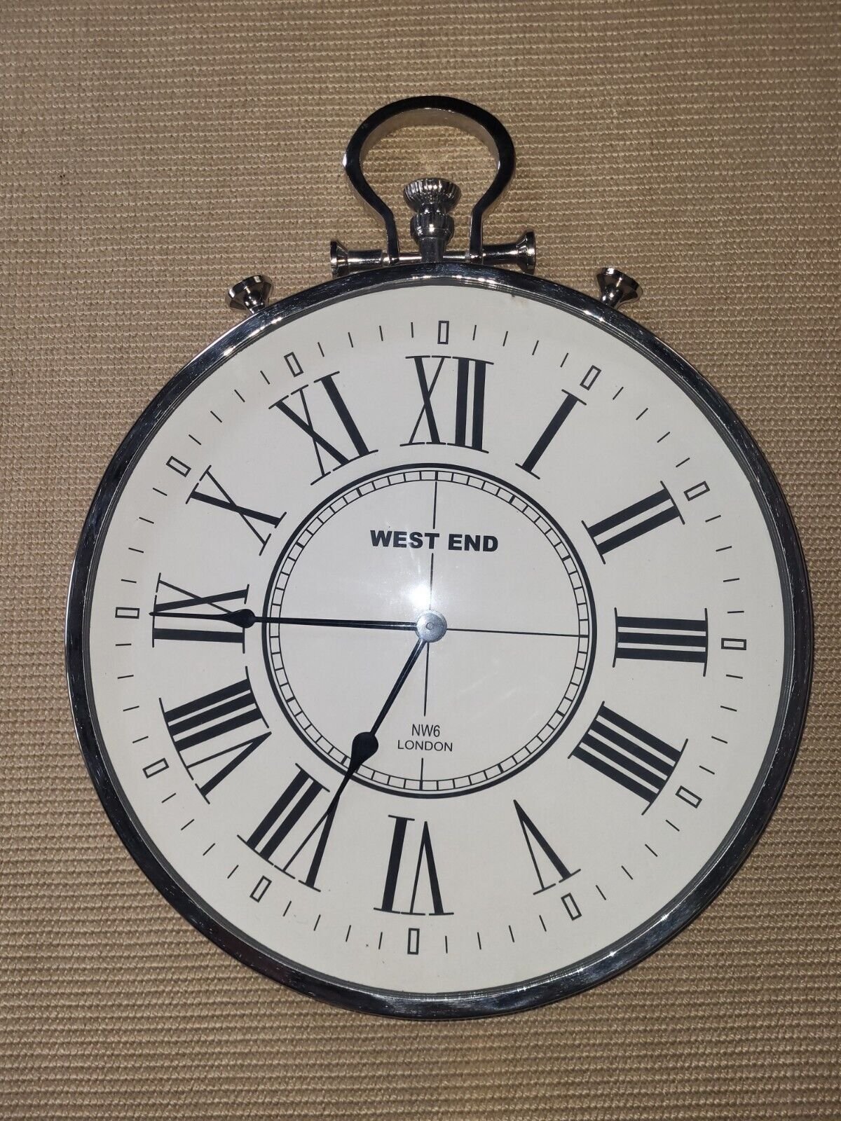 Large West End Wall Clock Snoop Dogg Style Chrome Design 22 Inches Tall