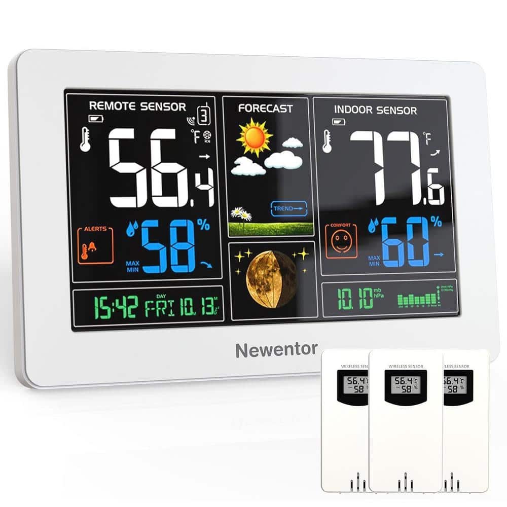 LCD 7.5 in. Color Digital Wireless Indoor/Outdoor Weather Station Thermometer with 3...