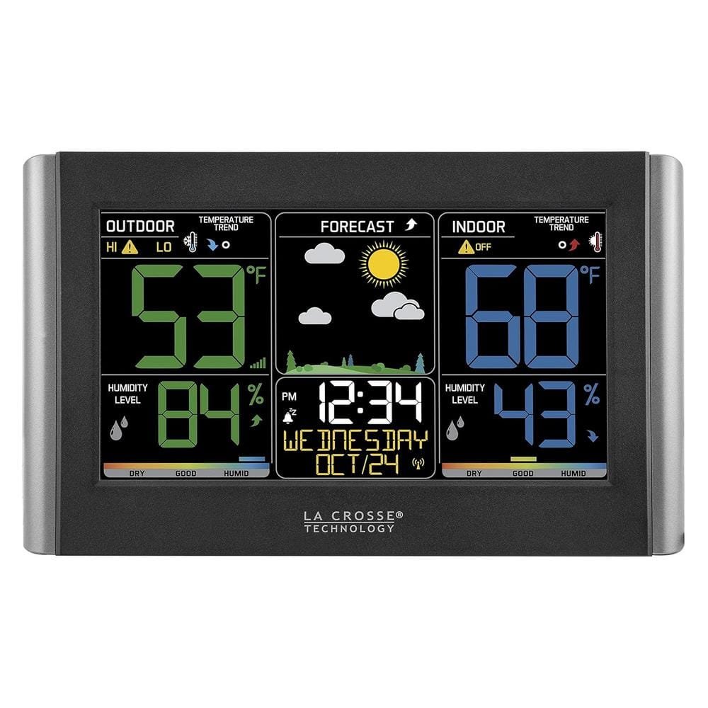 LCD Wireless Weather Station with Sensor, Customizable Alerts, Weather Forecast, Temperature, Dew...