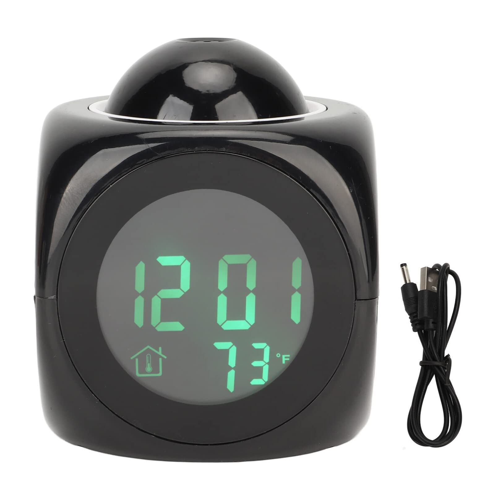 LED Display Projection Alarm Clock Digital Clock with Projector Mini Voice Ti...