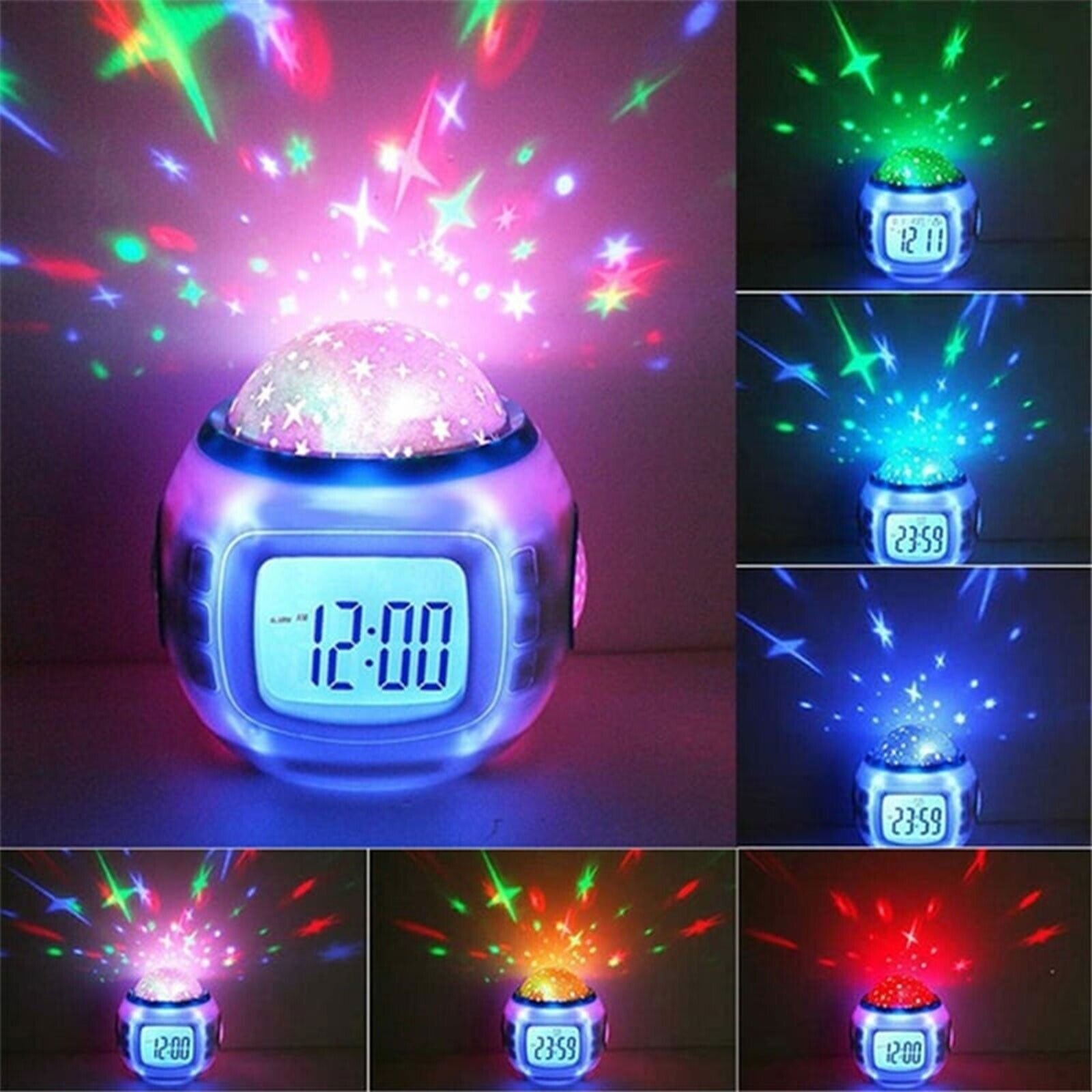 LED Projector Night Light Digital Alarm Clock With Music LED Star Sky Lamp