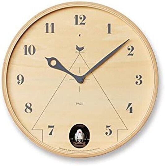 Lemnos Wall Clock PACE Analog Cuckoo Wooden Frame Natural Color Wood LC17-14 New