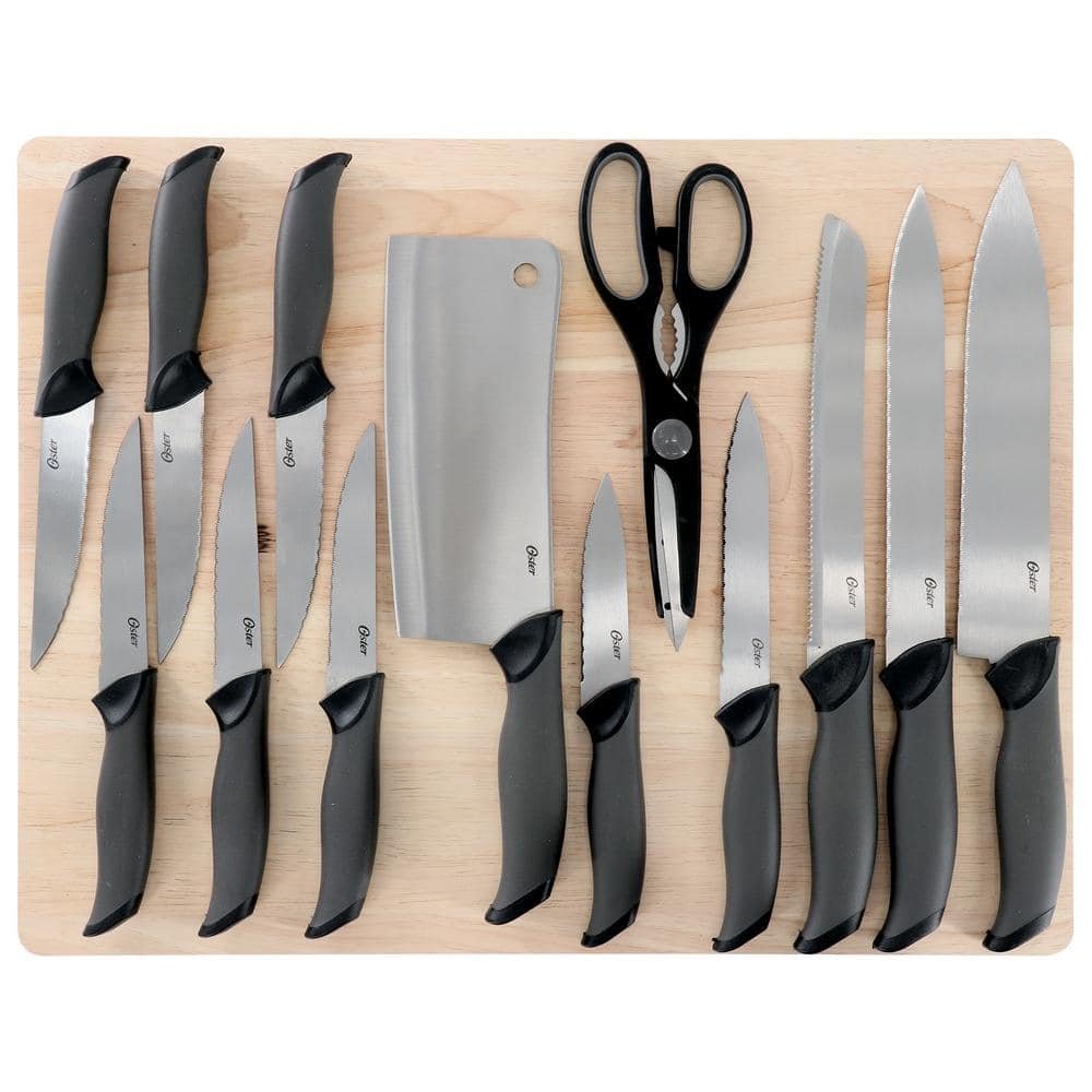 Lindbergh 14 Piece Stainless Steel Cutlery Knife Set in Black with Cutting...