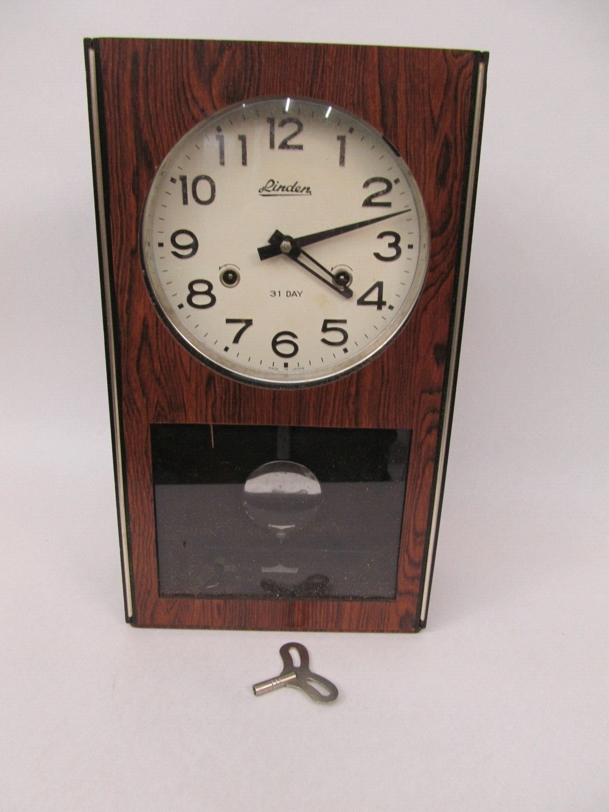 Linden 31 Day Wall Clock Japan Wood Case Key Wind