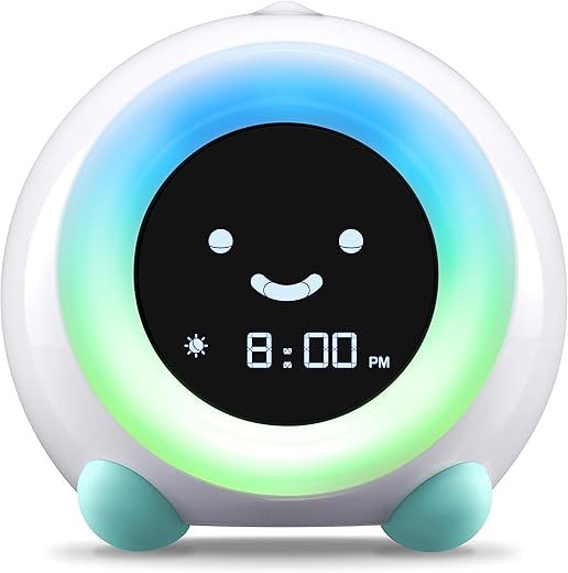 LittleHippo Mella: Ready to Rise Children's Sleep Trainer, Night Light, Sound Machine and OK to Wake Alarm Clock for Toddlers and Kids - Arctic Blue