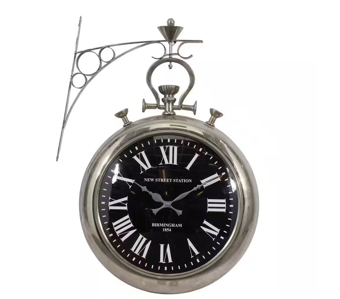 Litton Lane Analog Wall Clock Roman Numerals Stainless Steel Vintage Design