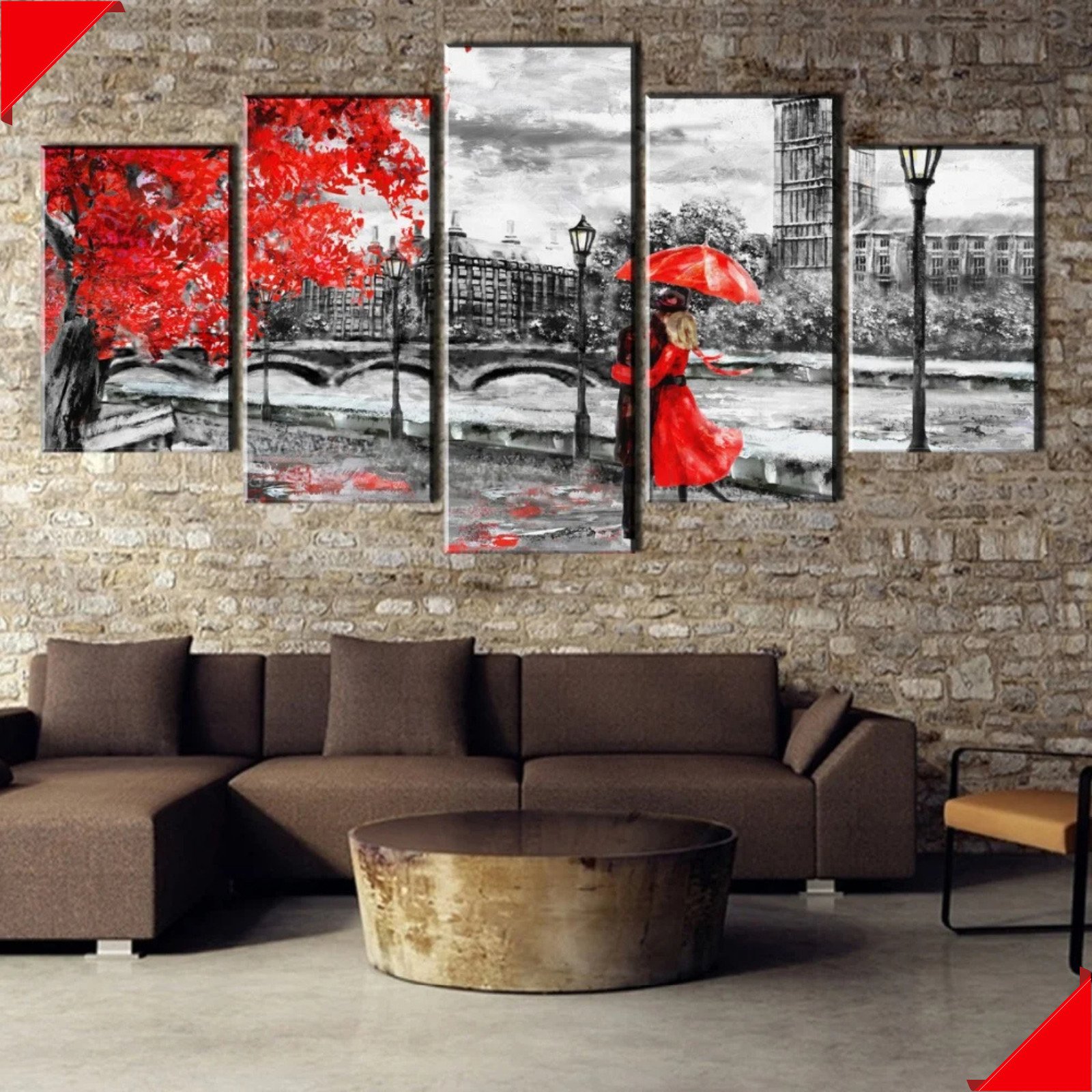 London Clock Tower Wall Art 5pcs Painting Poster Love Black and White with Home