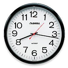 Lorell LLR60994 Wall Clock- 13-.25in.- Arabic Numerals- White Dial-Black Frame