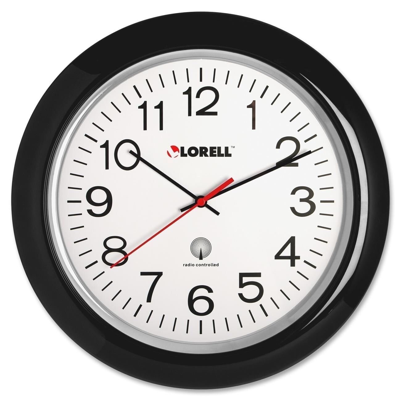 Lorell Radio Black Controlled Wall Clock