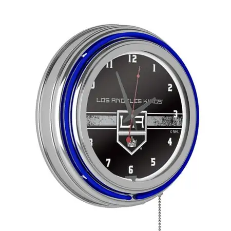 Los Angeles Kings Logo Retro Neon Analog Wall Clock with Pull Chain brand Los Angeles Kings Logo Retro Neon Analog Wall Clock with Pull Chain brand logo store logo
