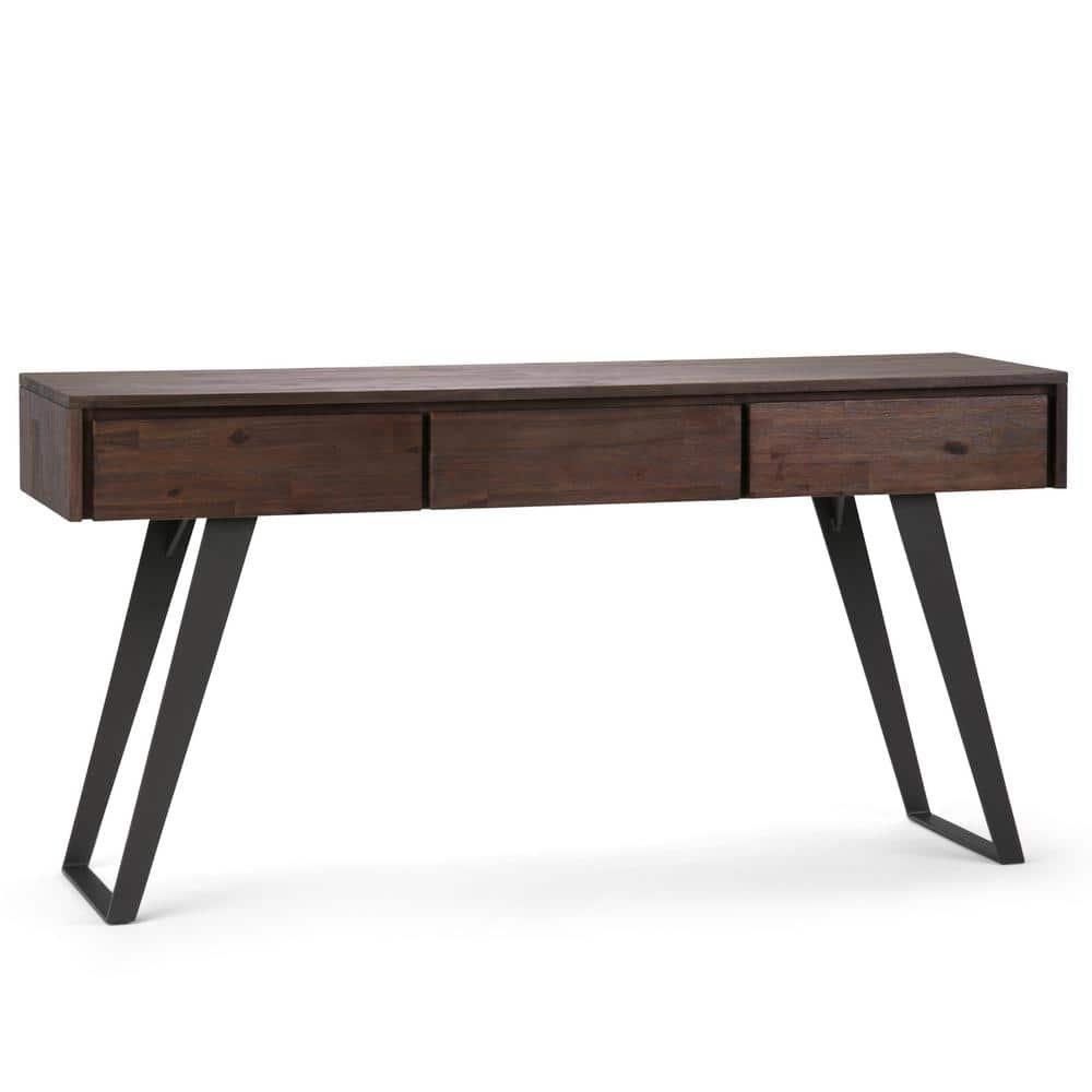 Lowry 60 in. Distressed Charcoal Brown Standard Rectangle Wood Console Table with...
