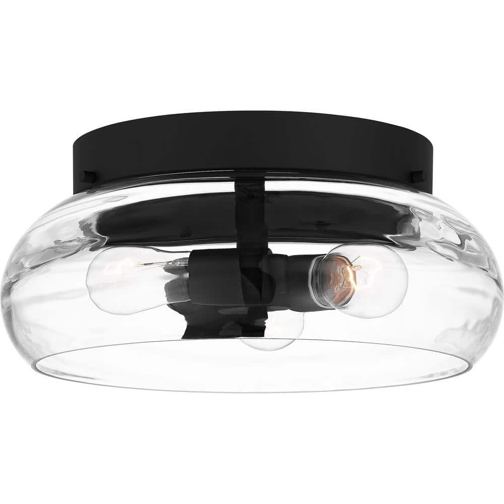 Lucy 14 in. 3 Light Matte Black Flush Mount