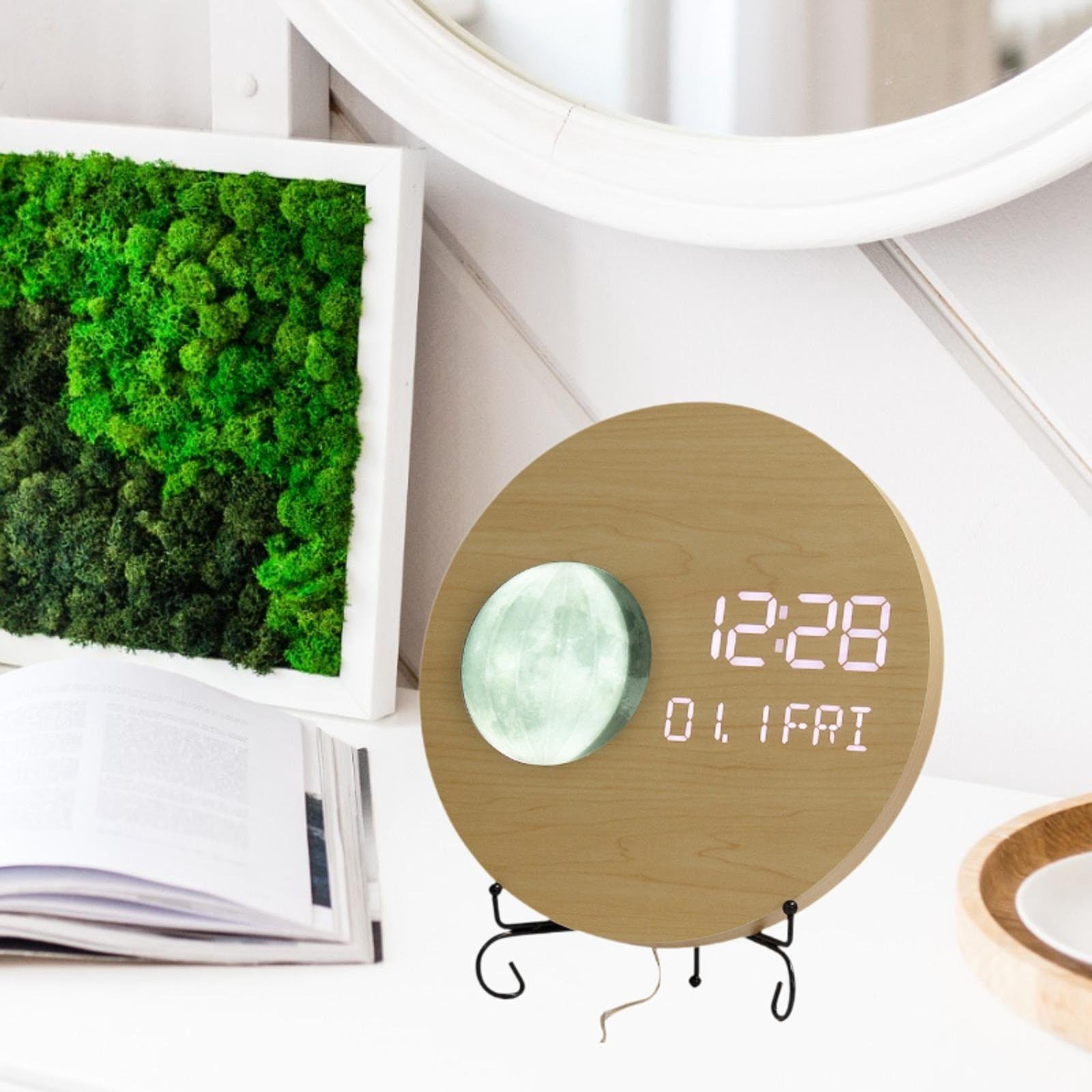 Lunar Phase Wall Clock 12/24H Display Dining Room Bedroom Home Hanging Clock