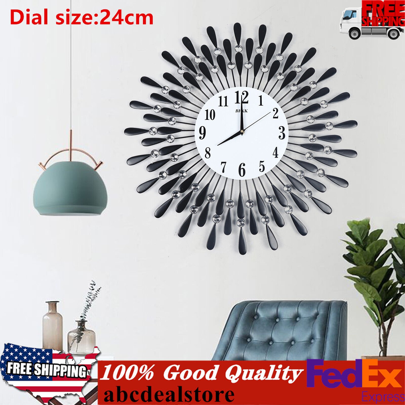 Luxury Wall Clock Modern Nordic Style 3D Metal Clocks Home Decor Art Living Room