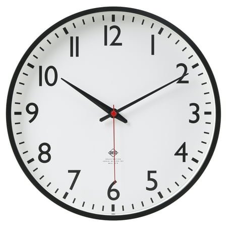 Mainstays 11.5 Inch Quartz Schoolhouse Wall Clock with Black & White Design and Red Second Hand