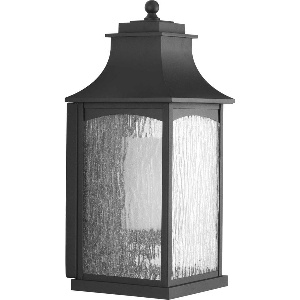 Maison Collection 1-Light Textured Black Clear Water Seeded Glass Farmhouse Outdoor Large...