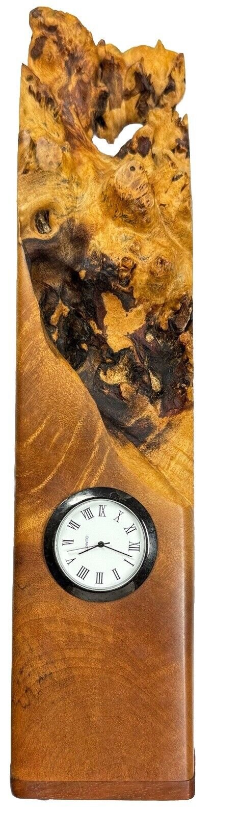 Maple Leaf Studio 11" Carved Burl Wooden Clock