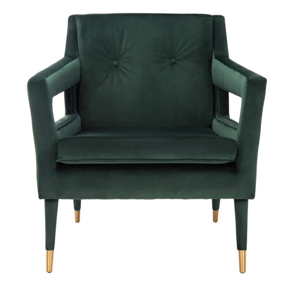 Mara Green/Gold Upholstered Accent Arm Chair