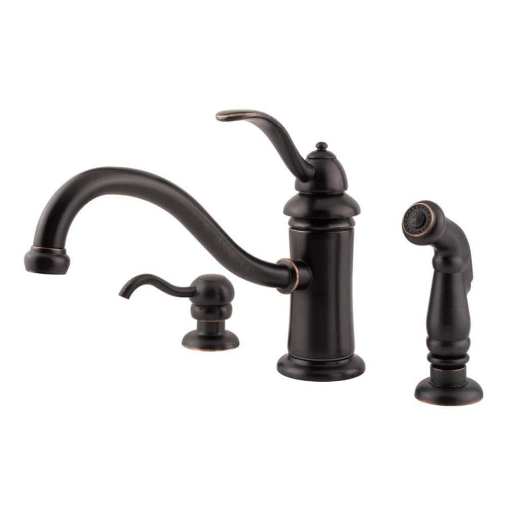 Marielle Single-Handle Standard Kitchen Faucet with Side Spray and Soap Dispenser in...