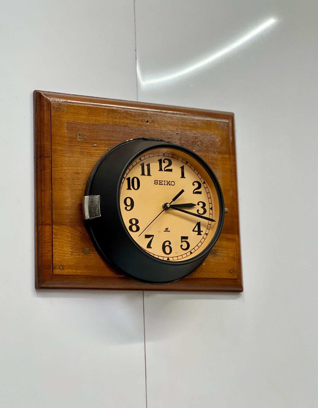 Marine Ship Original SEIKO Antique Japan Wall Vintage Clock - Made Black Coating