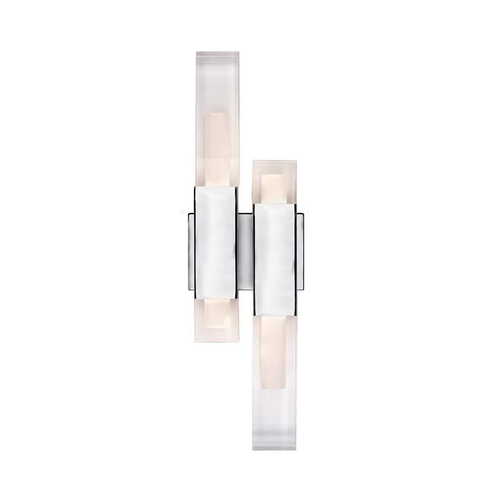 Martelo 22 in., 1-Light 22-Watt Chrome Integrated LED Wall Sconce