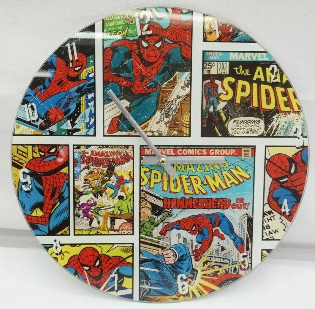 Marvel Comics Spider-Man 14" Glass Round Wall Clock TF