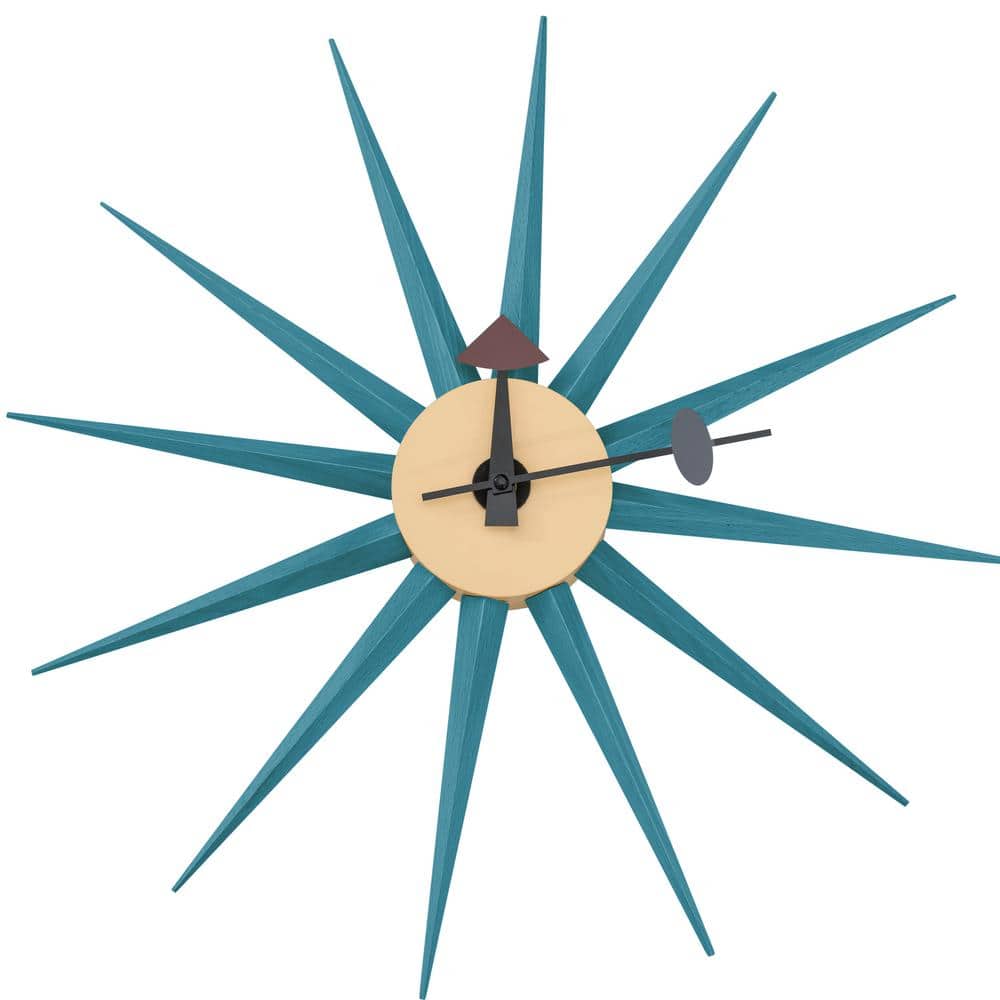 Maxi Blue Analog Wood Non-Ticking Wall Clock