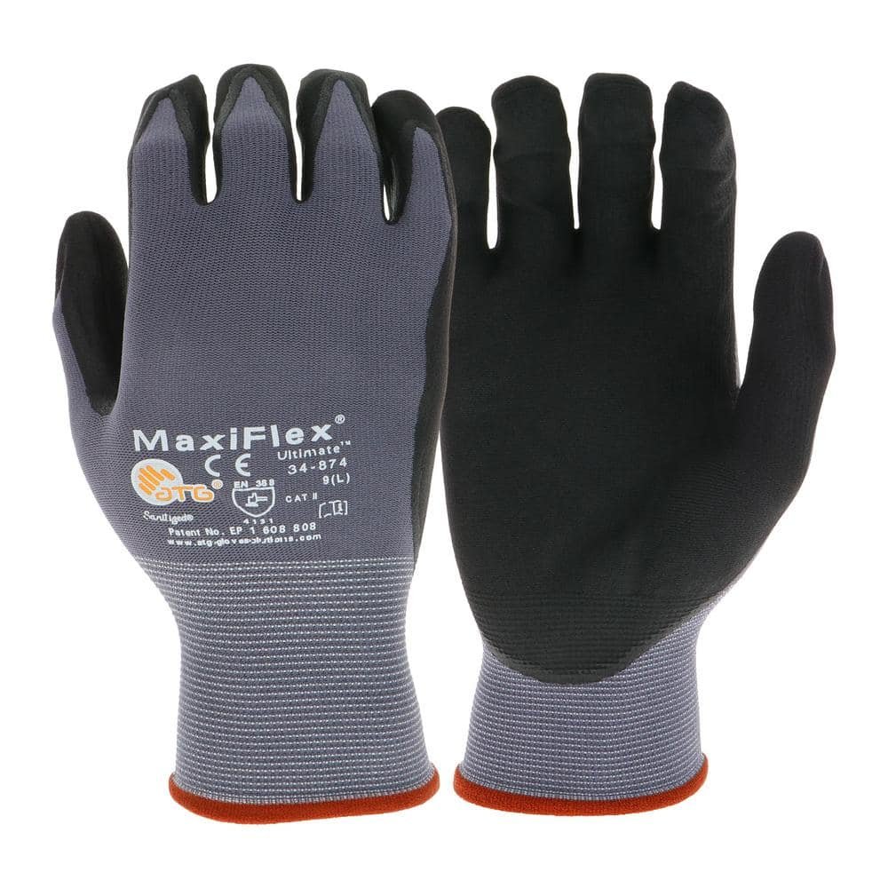 MaxiFlex Ultimate Men's X-Large Gray Nitrile Coated Work Gloves with Touchscreen Capability
