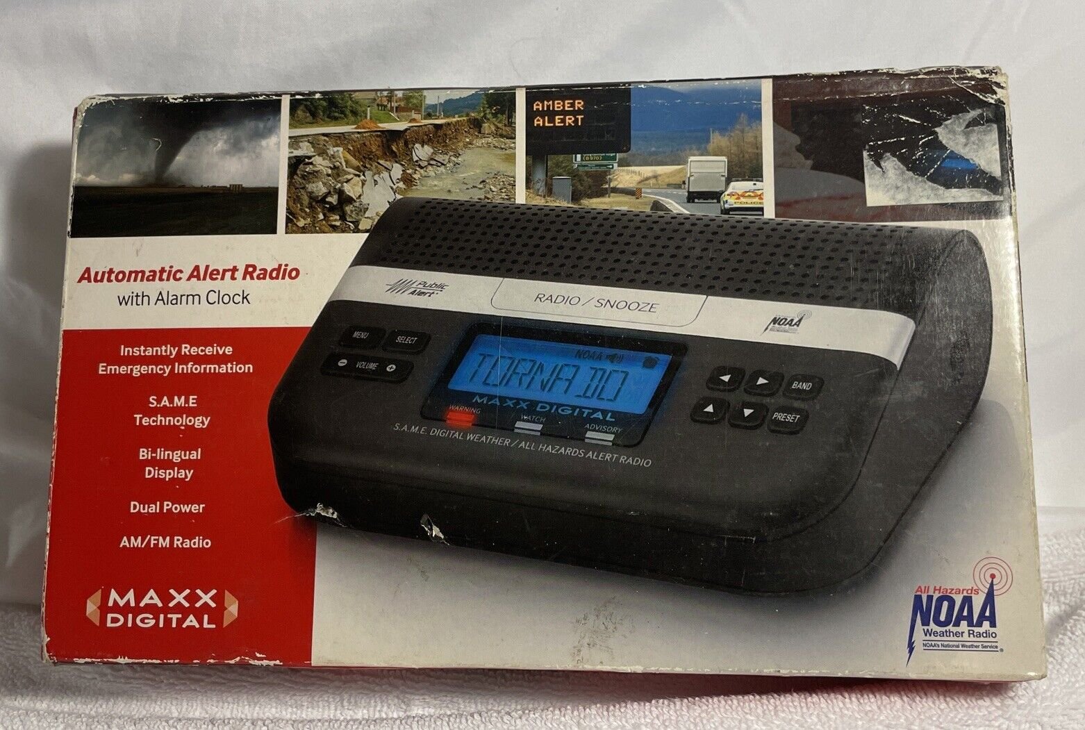 Maxx Digital Automatic Weather Alert Radio Alarm Clock S.A.M.E Digital MX-CR01NW