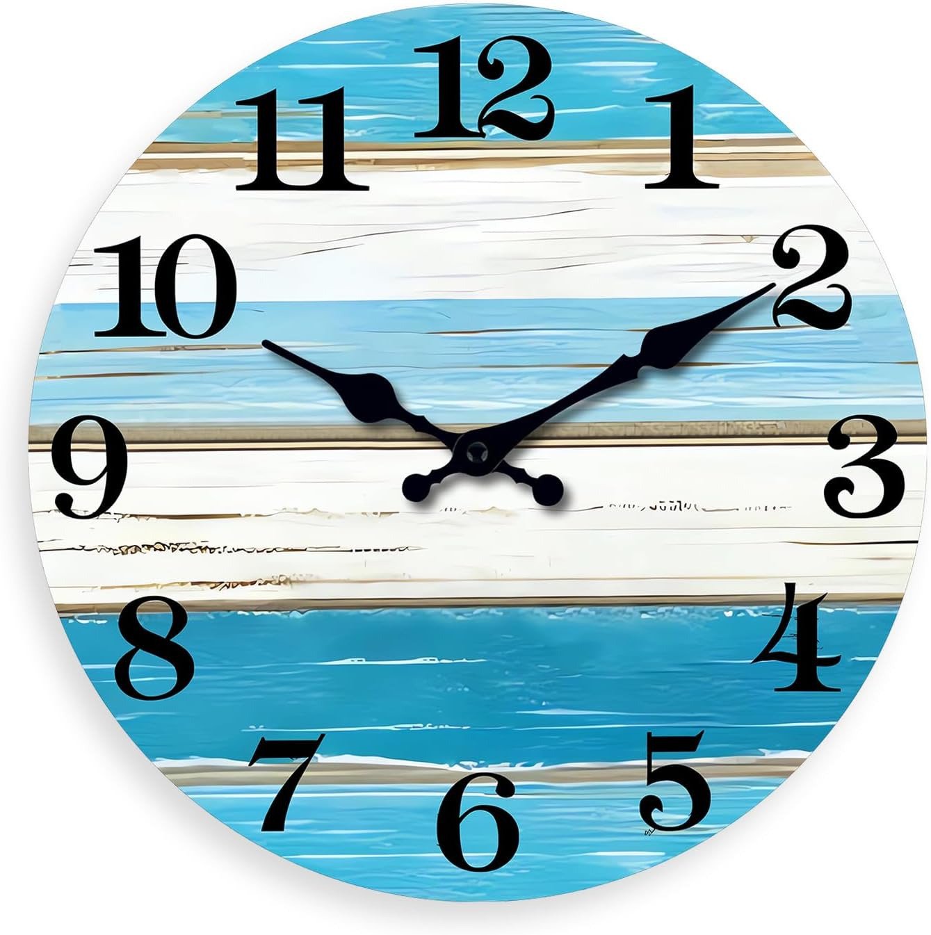 MDF Wooden Beach Blue Wall Clocks for Living Room - Nautical Large Wall Clocks B