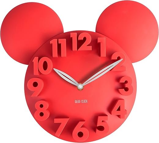 MEIDI CLOCK Modern Design Mickey Mouse Big Digit 3D Wall Clock Home Decor Decoration - Red