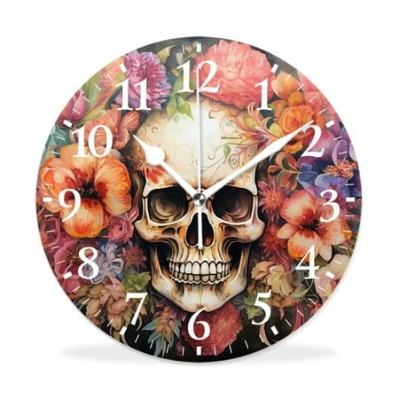 MEOSLZUT 12 inch Round White Wall Clock,Starfish Seashell Sand Beach Picture,Silent Non-Ticking Wall Clock Decor for Home Office Kitchen Living Room Bedroom