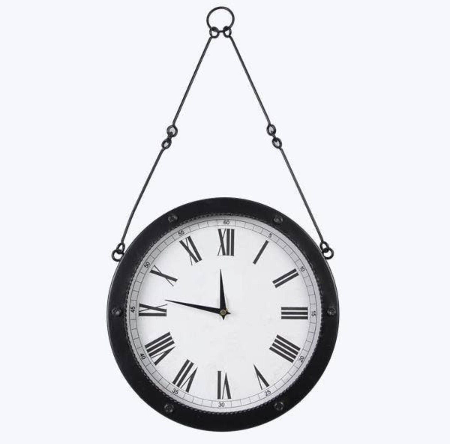 Metal and Wood Round Wall Clock