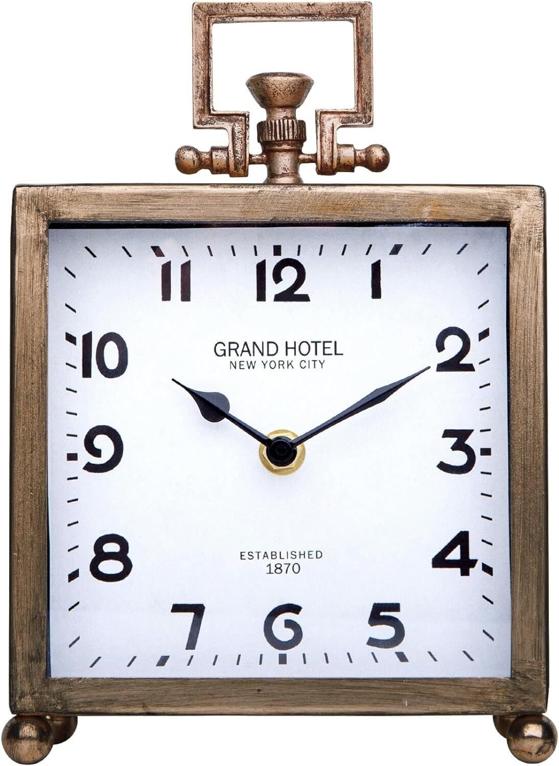 Metal Table Clock, Silent Non-ticking Classic Battery Operated Decora