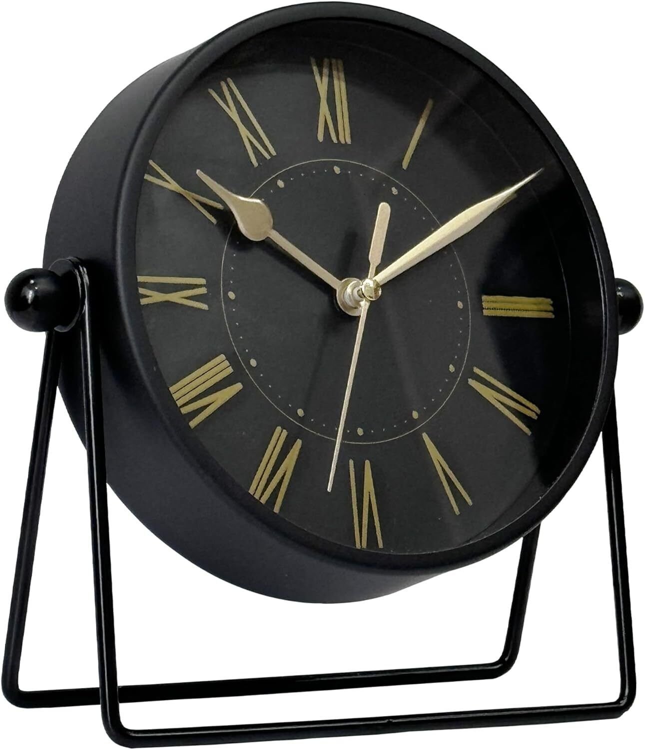 Metal Table Clock with Roman Numerals