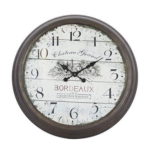Metal Wall Clock with Bordeaux 28" x 4" x 28" Brown