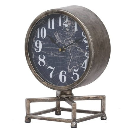 Metro Table Clock-Color:Silver,Style:Classic Vintage