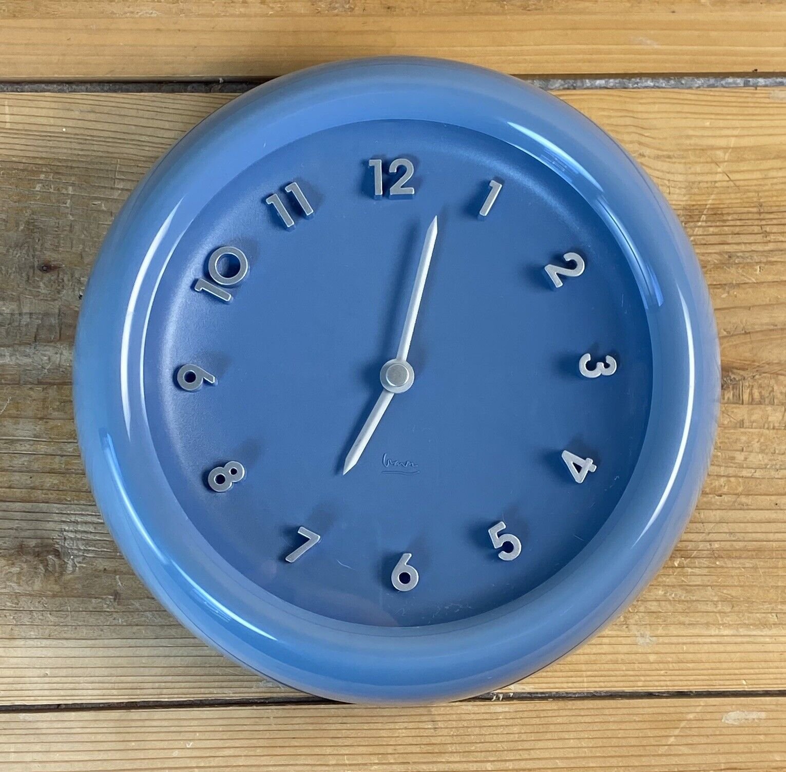 Michael Graves Designs Blue and Silver Modern Wall Clock 9"