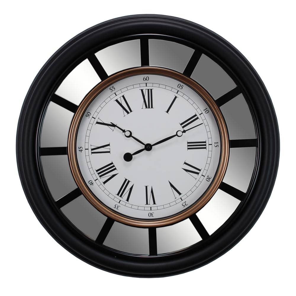 Milan Oversized 22 in. Wall Clock with Mirror Accent 2-1/2 in. D...