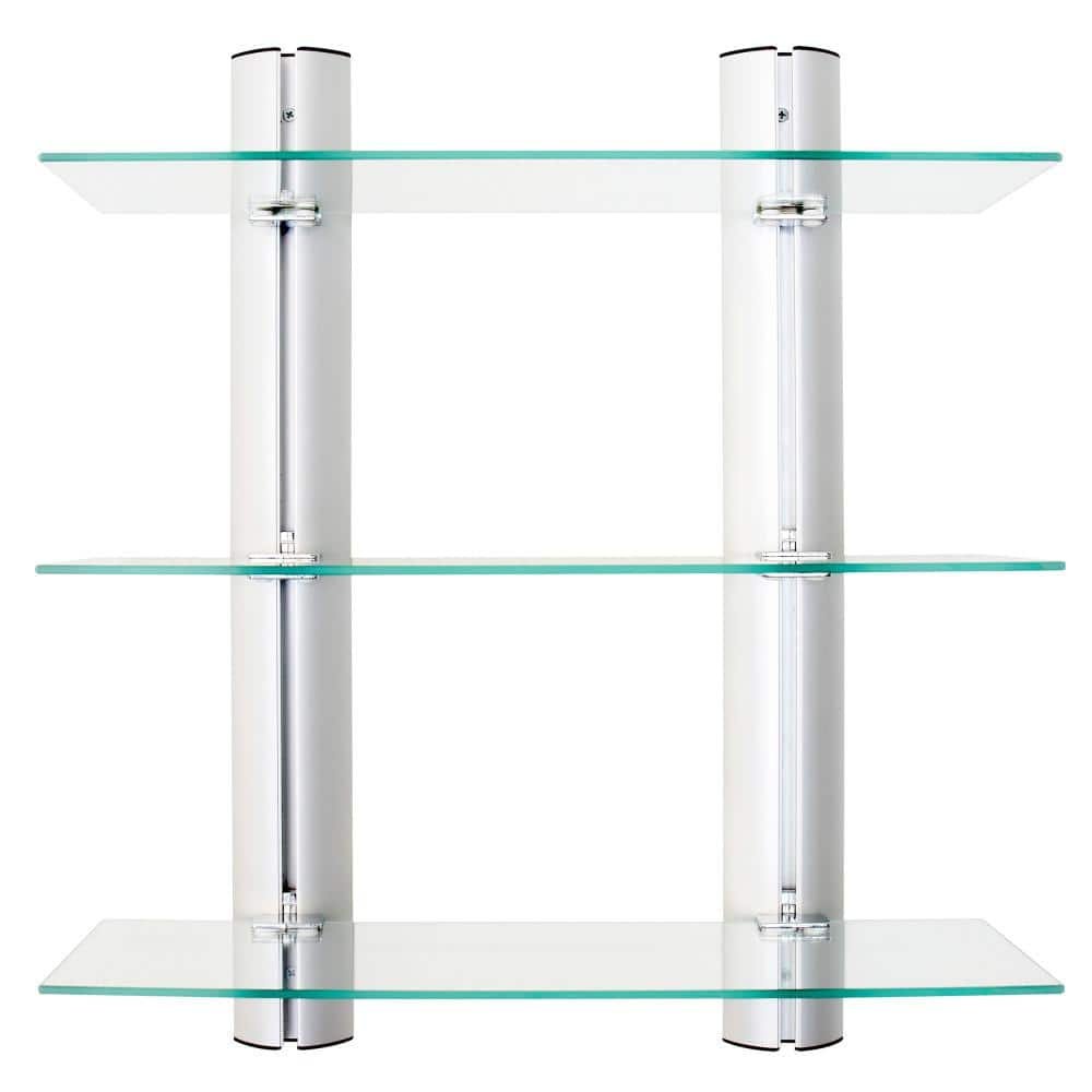 Mindy 20 in. Floating 3-Tier Adjustable Frosted Glass Decorative Wall Shelf