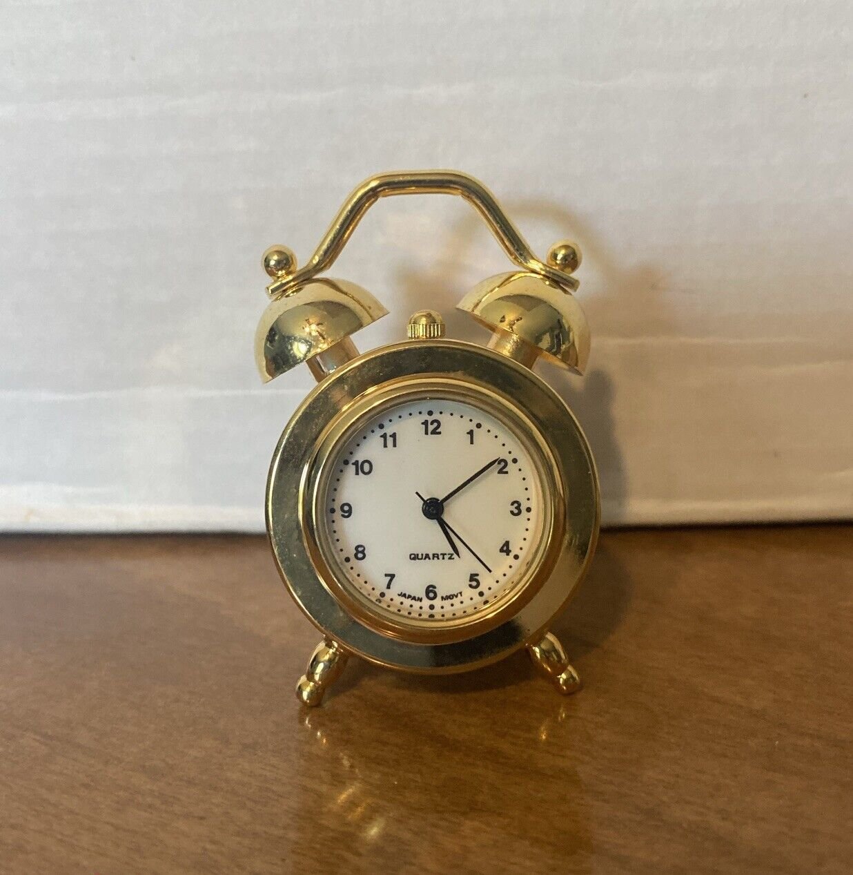 Miniature Brass Desk Clock Retro Style Gold Toned Never Used