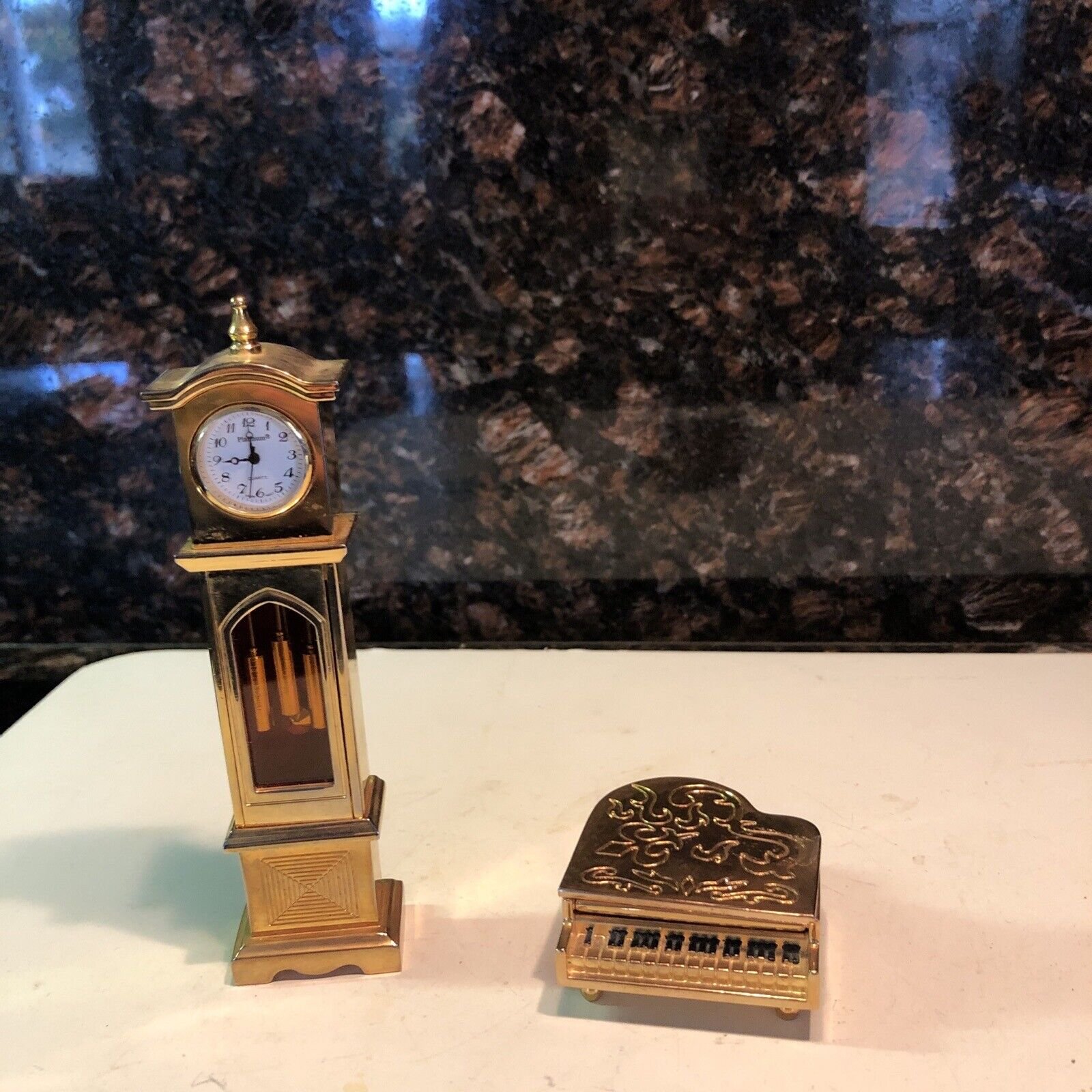 Miniature Clocks: Grand Piano And Grandfather Clock